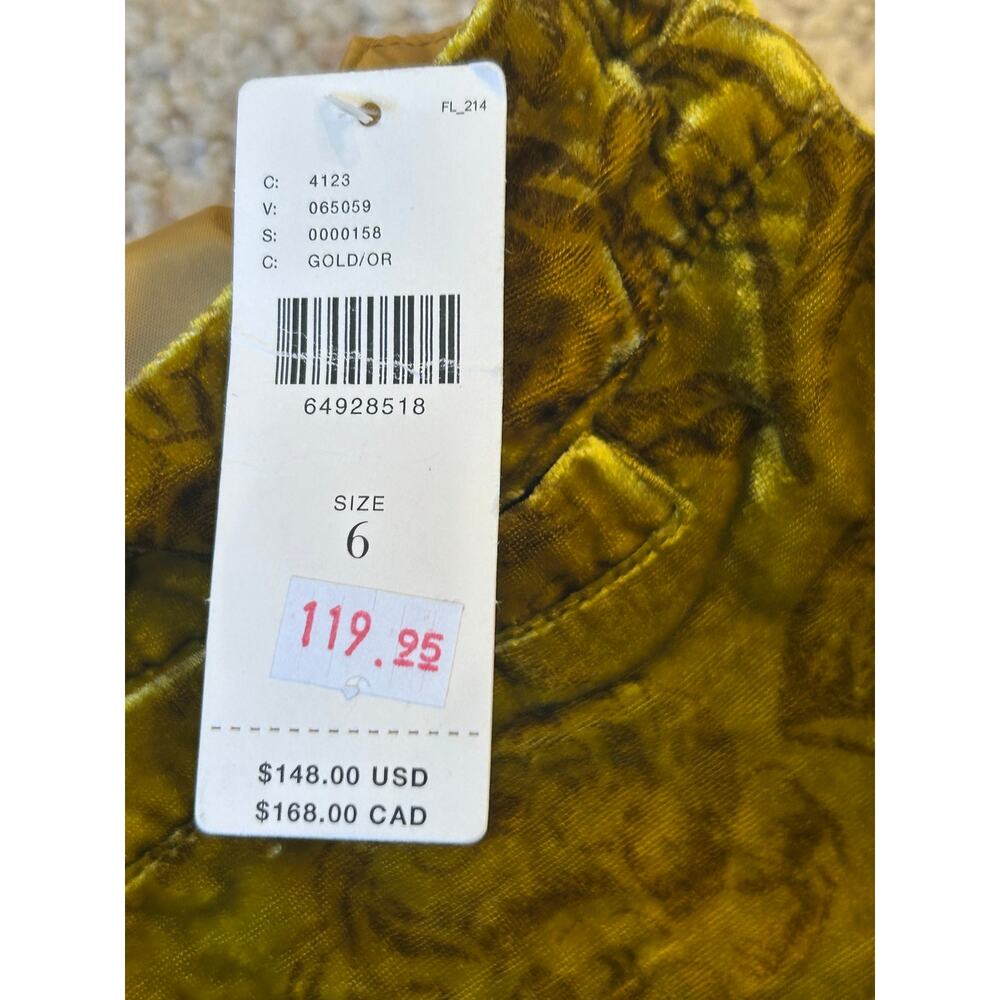 NWT Vintage Anthropologie Green Gold Floral Velvet Wide-Leg Trouser Pants Size 6 - Picture 7 of 11